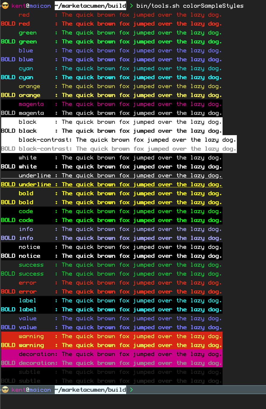 Sample colorSampleStyles output